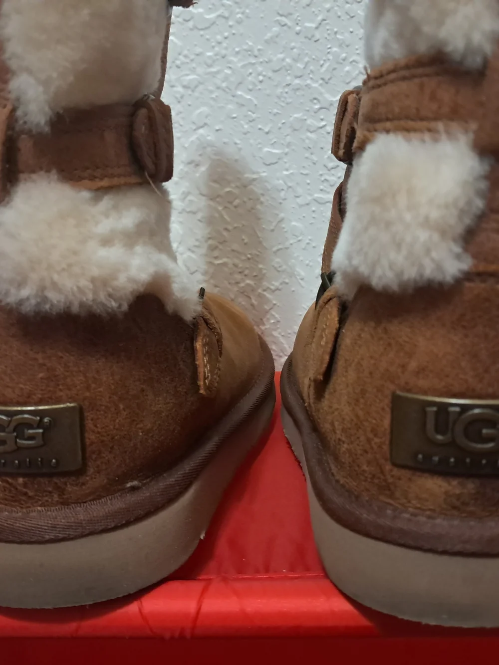UGG Kids Chestnut Brown Suede Shearling Cuff Boots